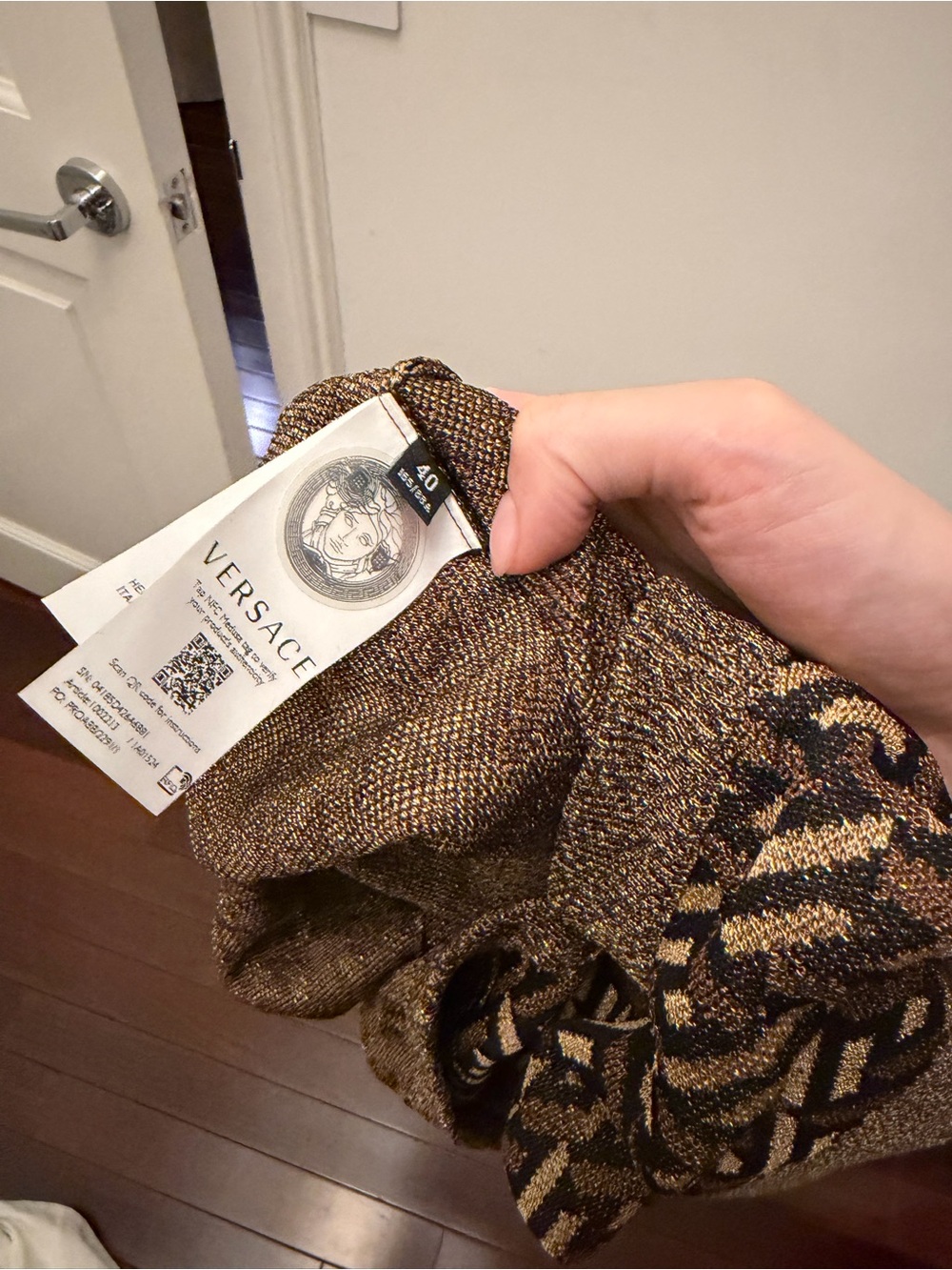 Versace Brown & Tan Geometric V‑Neck Sweater Vest - Picture 3 of 3